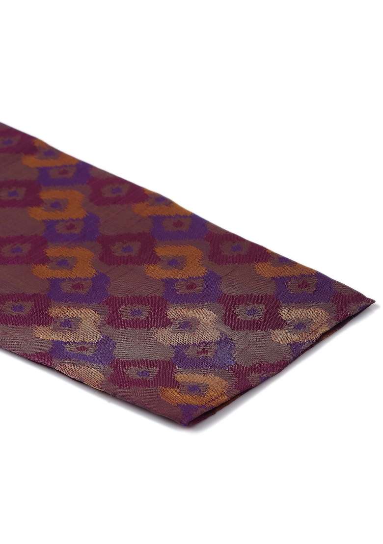 Purple Woven Silk Blend Kurta Set For Men - Indya