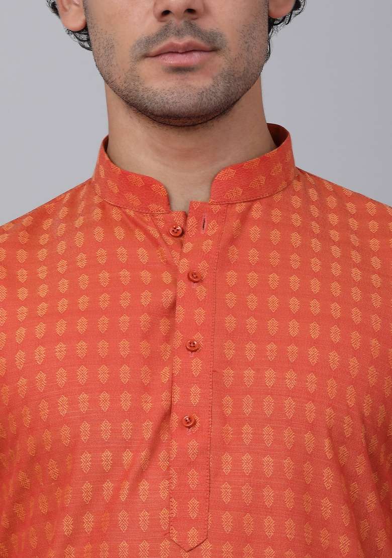 Maroon Printed Pure Cotton Kurta Set For Men - Indya