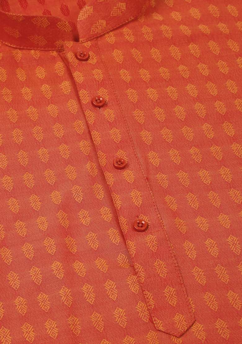 Maroon Printed Pure Cotton Kurta Set For Men - Indya