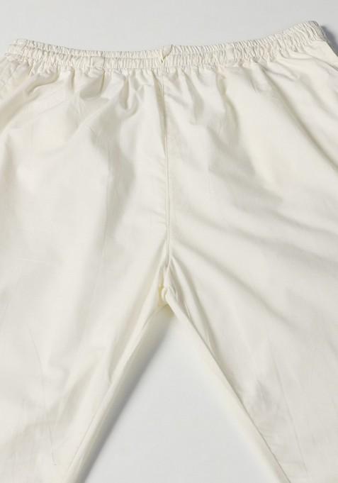 Navy Blue Embroidered Jacquard Sherwani Set For Men