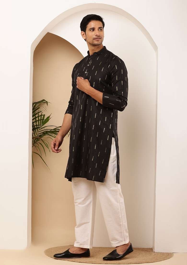 Jet Embroidered Viscose Kurta For Men - Indya