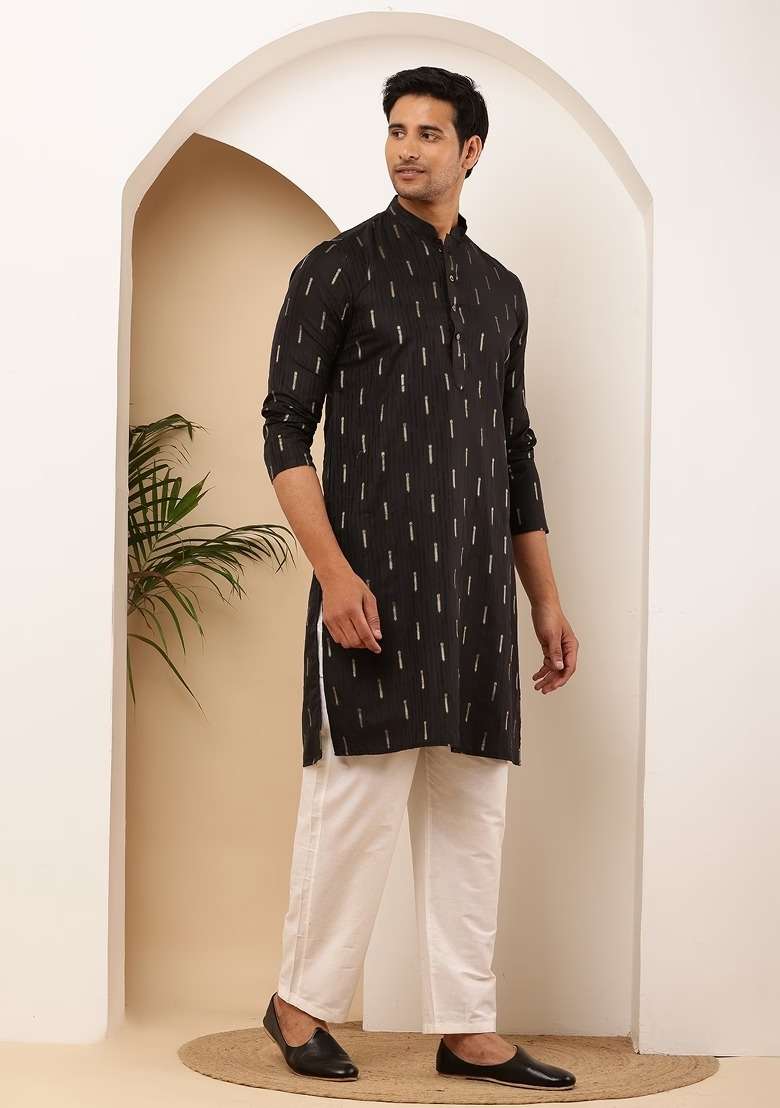 Jet Embroidered Viscose Kurta For Men - Indya
