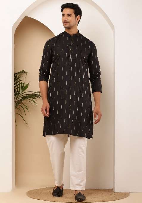 Jet Embroidered Viscose Kurta For Men