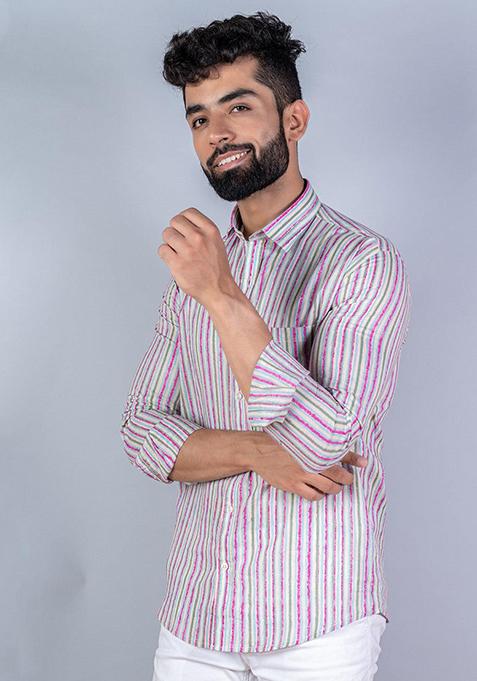 Multi Color Printed Cotton Shirt For Men