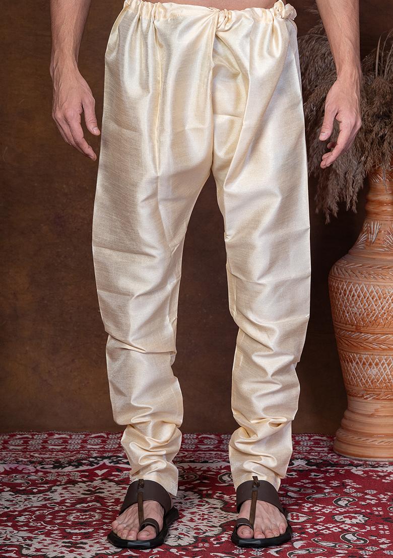 Tasar Solid Banarasi Silk Churidar For Men