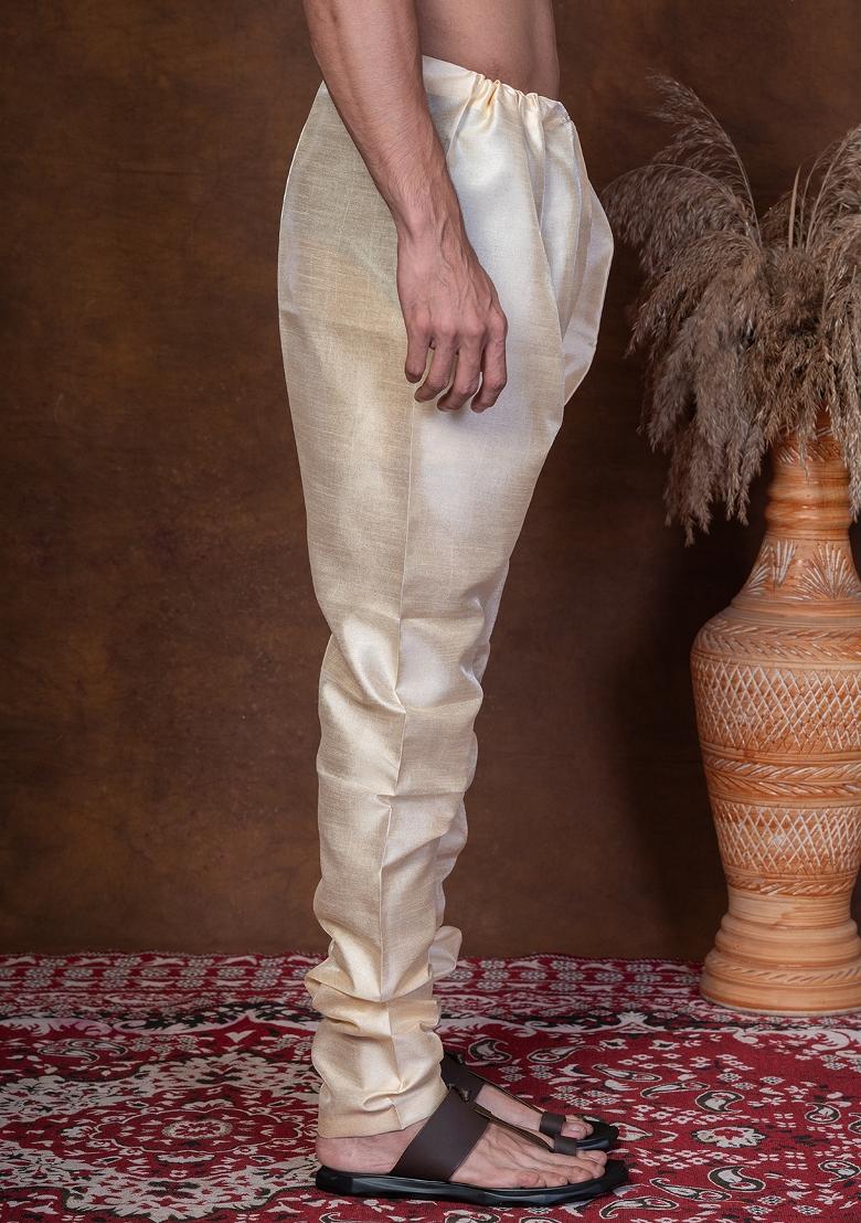 Tasar Solid Banarasi Silk Churidar For Men