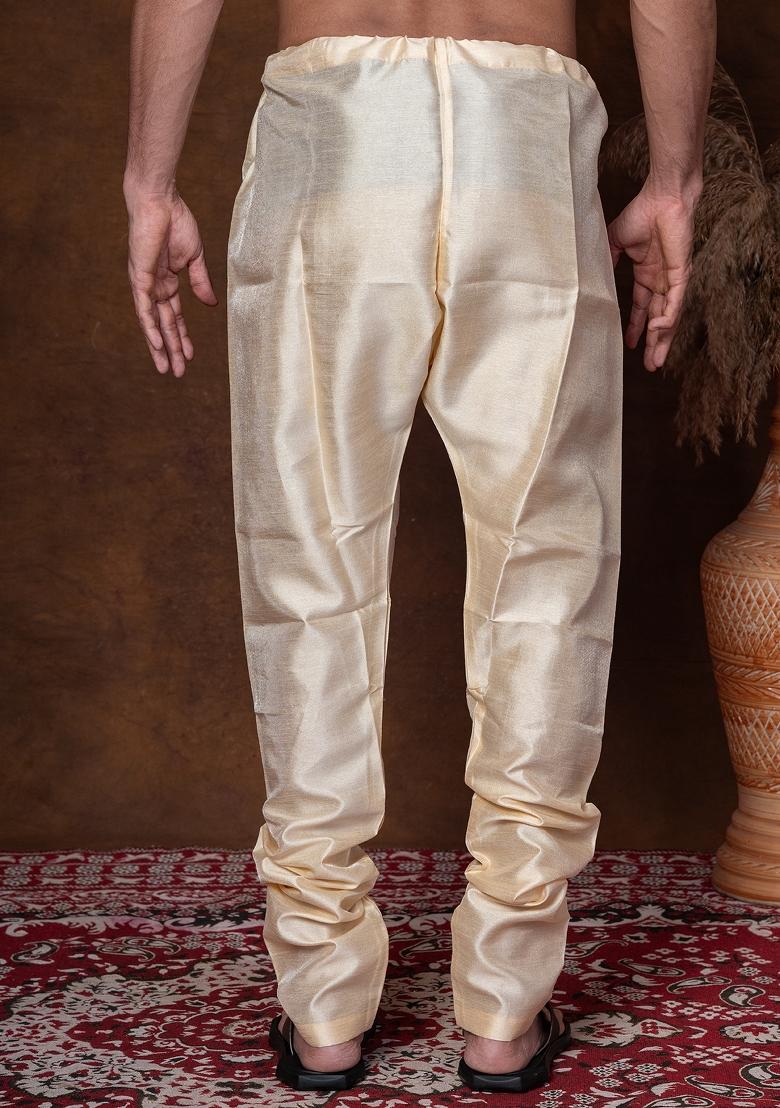 Tasar Solid Banarasi Silk Churidar For Men