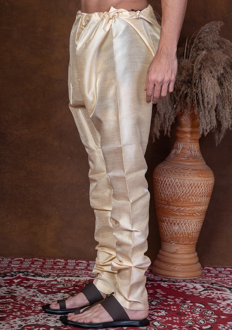 Tasar Solid Banarasi Silk Churidar For Men