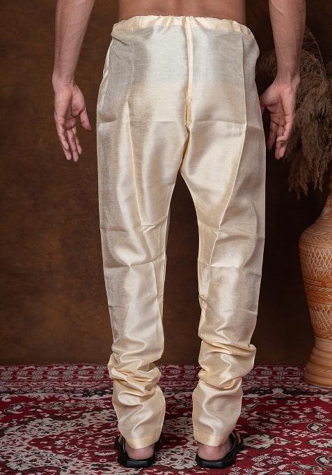 Tasar Solid Banarasi Silk Churidar For Men