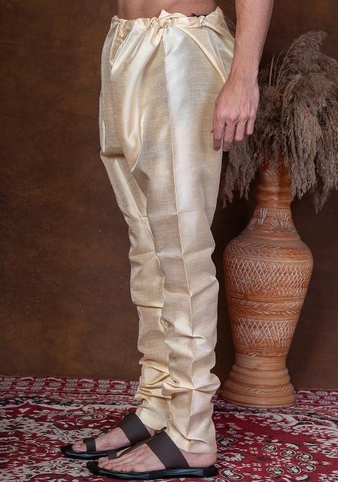 Tasar Solid Banarasi Silk Churidar For Men