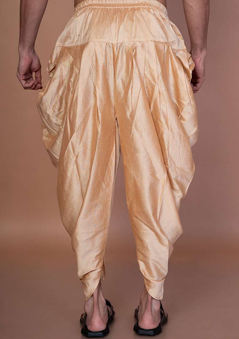Beige Solid Cotton Blend Patiala For Men - Indya