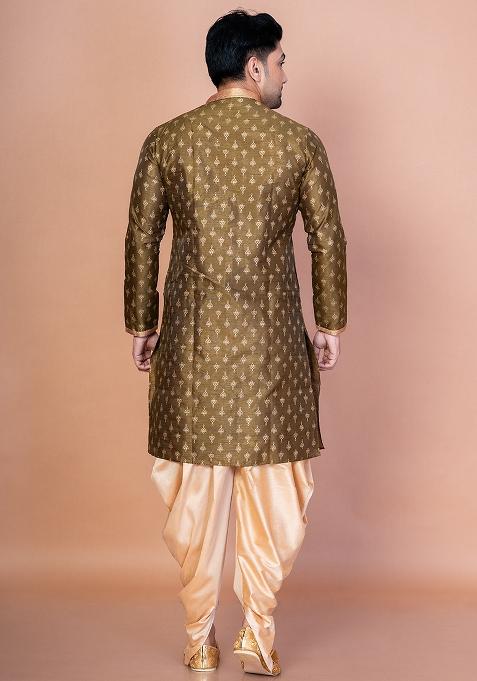 Green Embroidered Blended Kurta Patiala Set For Men