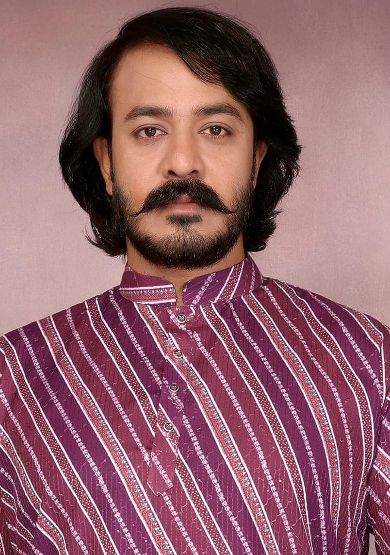 Wine Embellished Cotton Kurta Set For Men - Indya