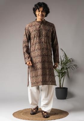 Multi Color Printed Modal Kurta For Men