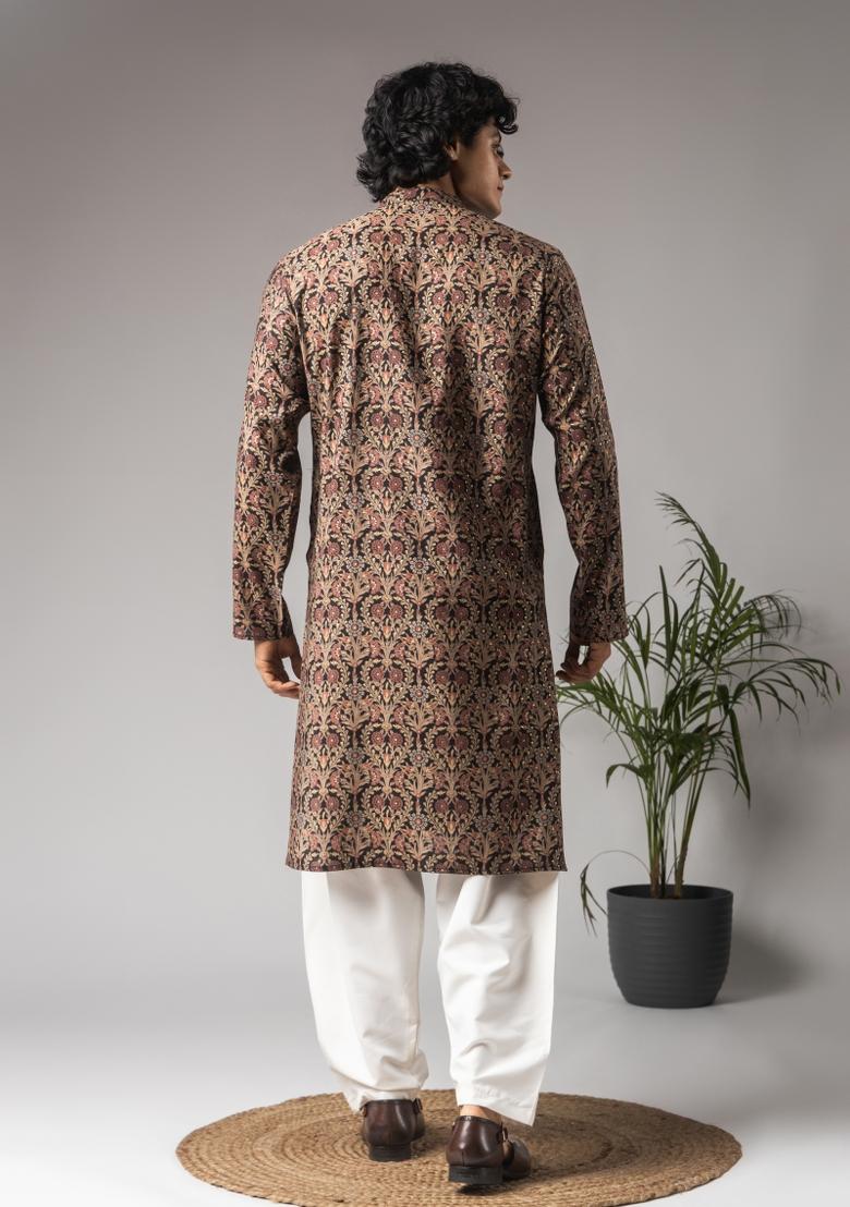 Multi Color Printed Modal Kurta For Men