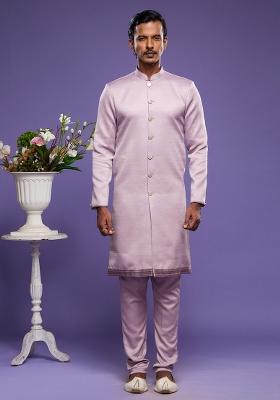Onion Embroidered Art Silk Kurta Set For Men