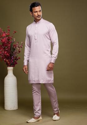 Onion Embroidered Art Silk Kurta Set For Men
