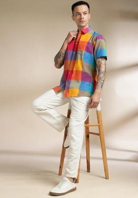 Multi Color Checkered Cotton Shirt For Men