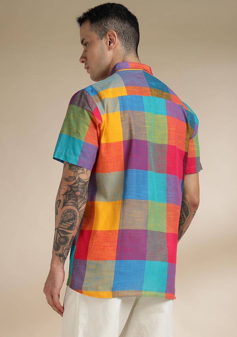 Multi Color Checkered Cotton Shirt For Men