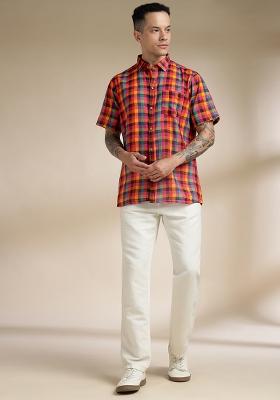 Multi Color Checkered Cotton Shirt For Men
