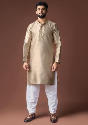 Dessert Weaved Jacquard Kurta For Men