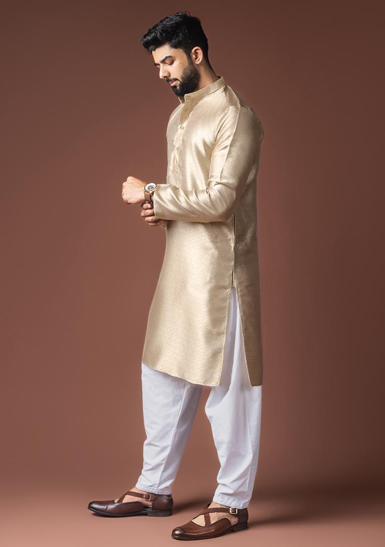 Dessert Weaved Jacquard Kurta For Men
