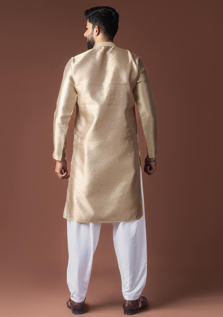 Dessert Weaved Jacquard Kurta For Men - Indya