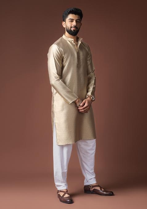 Dessert Weaved Jacquard Kurta For Men