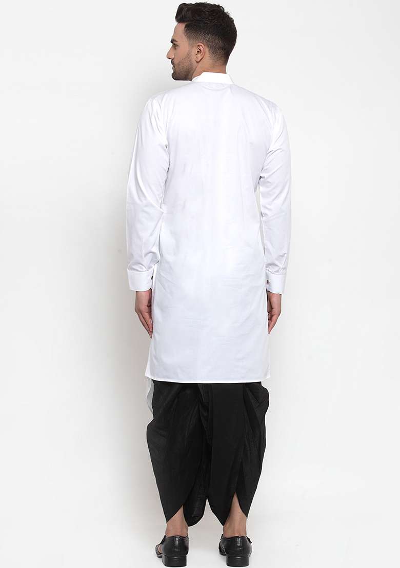 Black Embroidery Sequins Work Cotton Blend Kurta Set For Men - Indya