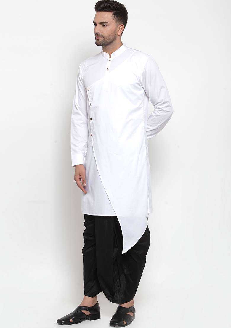 Black Embroidery Sequins Work Cotton Blend Kurta Set For Men - Indya