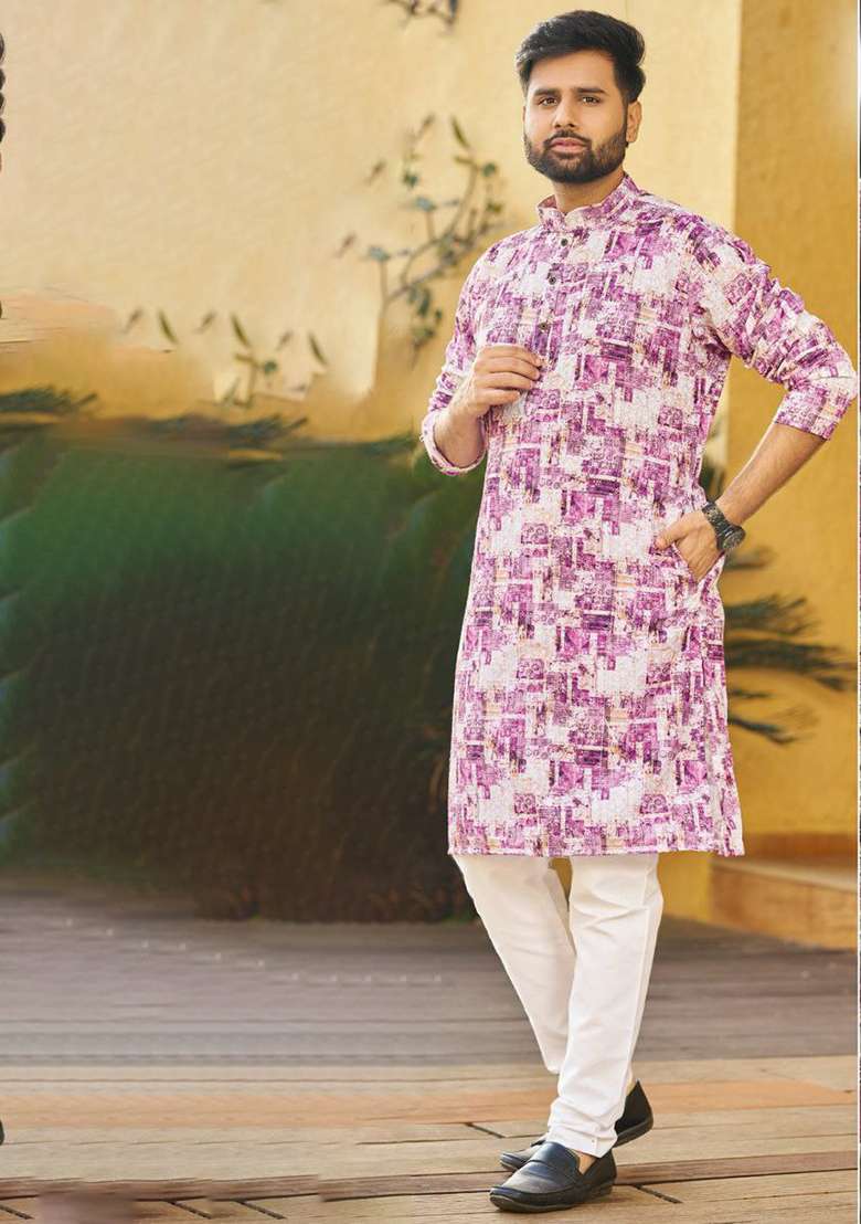 Golden Embroidery Sequins Work Dupion Silk Blend Kurta Set For Men - Indya