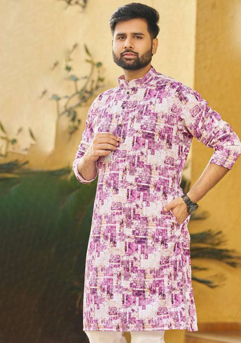 Golden Embroidery Sequins Work Dupion Silk Blend Kurta Set For Men - Indya