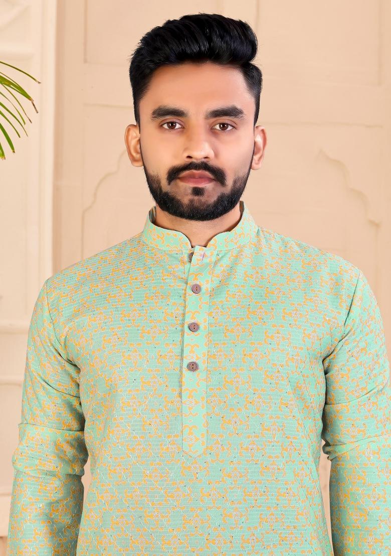 Multicolor Printed Cotton Blend Kurta For Men - Indya