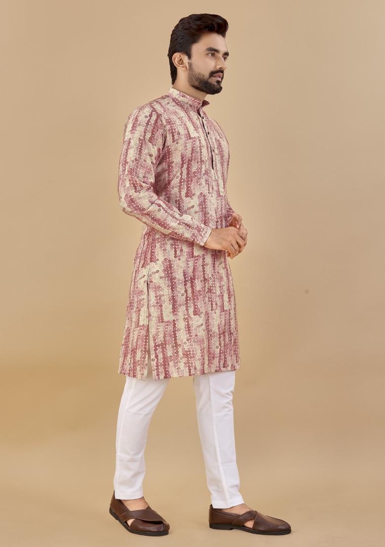 Multicolor Printed Cotton Blend Kurta For Men - Indya