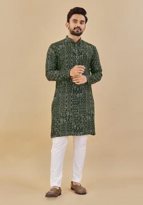 Multicolor Printed Cotton Blend Kurta For Men
