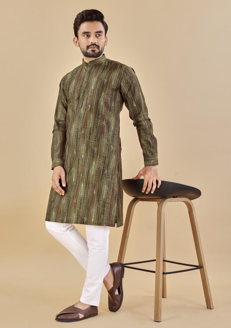 Multicolor Printed Cotton Blend Kurta For Men - Indya