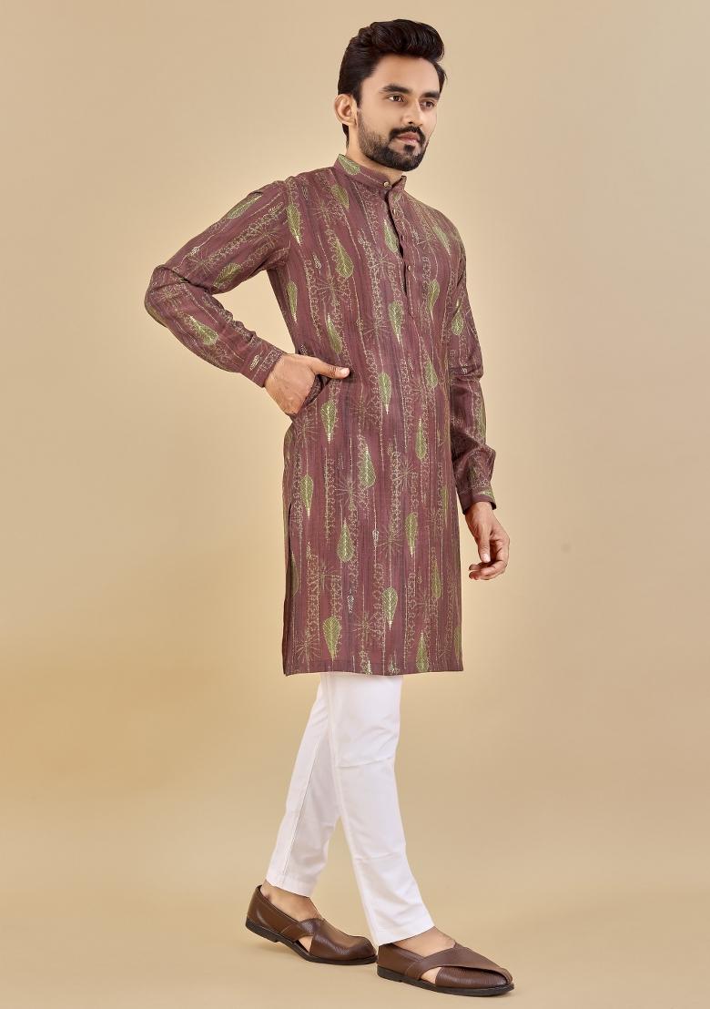 Multicolor Printed Cotton Blend Kurta For Men - Indya