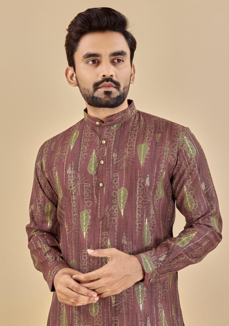 Multicolor Printed Cotton Blend Kurta For Men