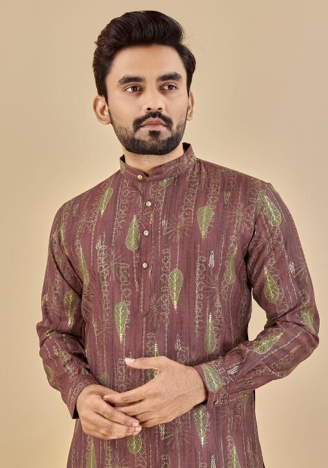 Multicolor Printed Cotton Blend Kurta For Men