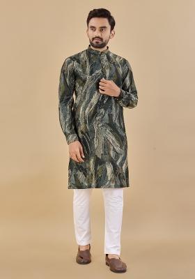 Multicolor Printed Cotton Blend Kurta For Men