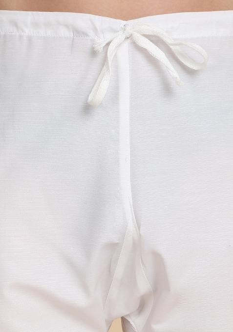 Red Solid Cotton Blend Kurta Set For Men