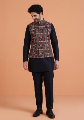 Multicolor Printed Silk Blend Jacket For Men