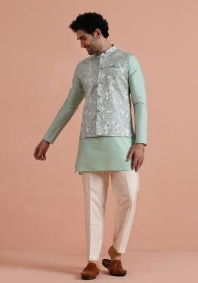 Mauve Jacquard Silk Blend Jacket For Men