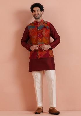 Multicolor Printed Poly Viscose Jacket For Men