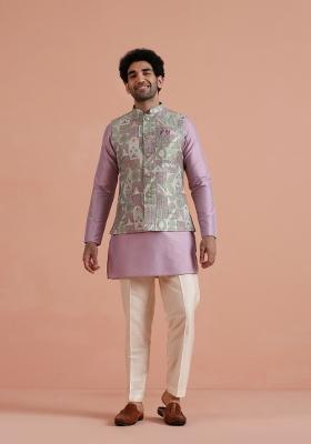 Multicolor Jacquard Silk Blend Jacket For Men