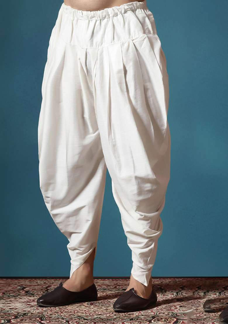 Beige Solid Cotton Dhoti For Men - Indya