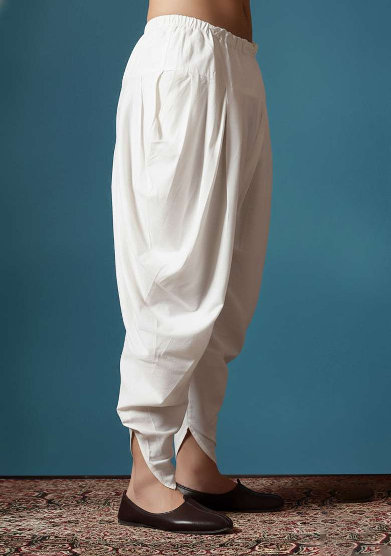 Beige Solid Cotton Dhoti For Men - Indya