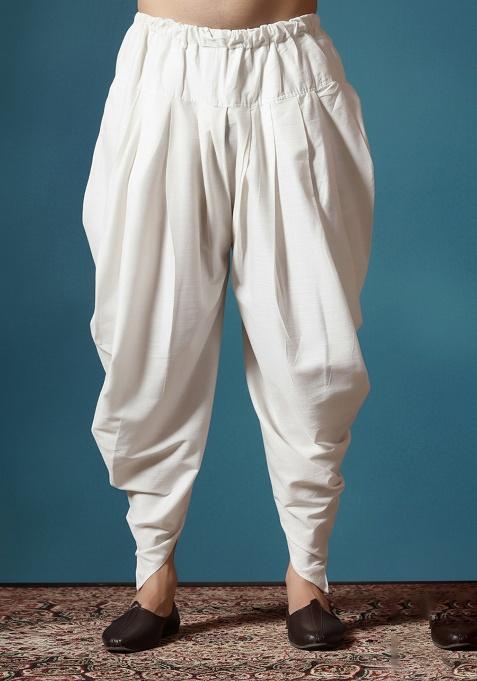 Beige Solid Cotton Dhoti For Men