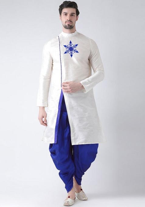 White Embroidered Silk Kurta Set