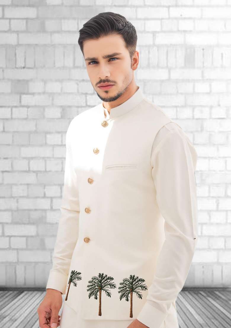 White Embroidered Cotton Kurta Set - Indya
